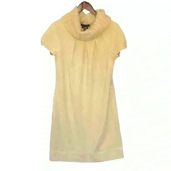 Etcetera Women’s Knit Short Sleeve Turtleneck Dress Size M Cream Bodycon Career - Picture 1 of 11